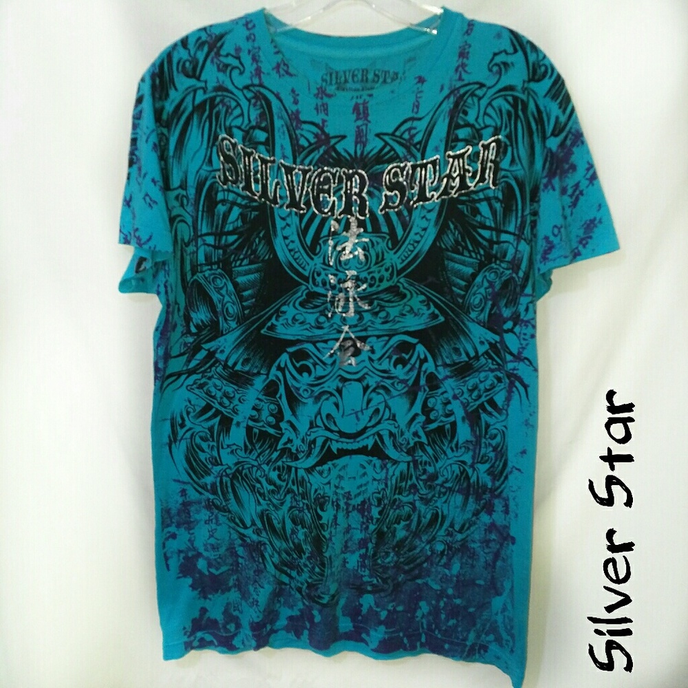 silver Star Silver Company blue graphic t